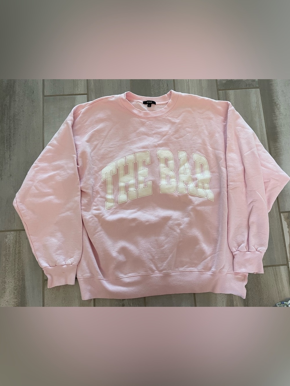 The Bar Varsity Sweatshirt Pink White Large - Picture 2 of 4
